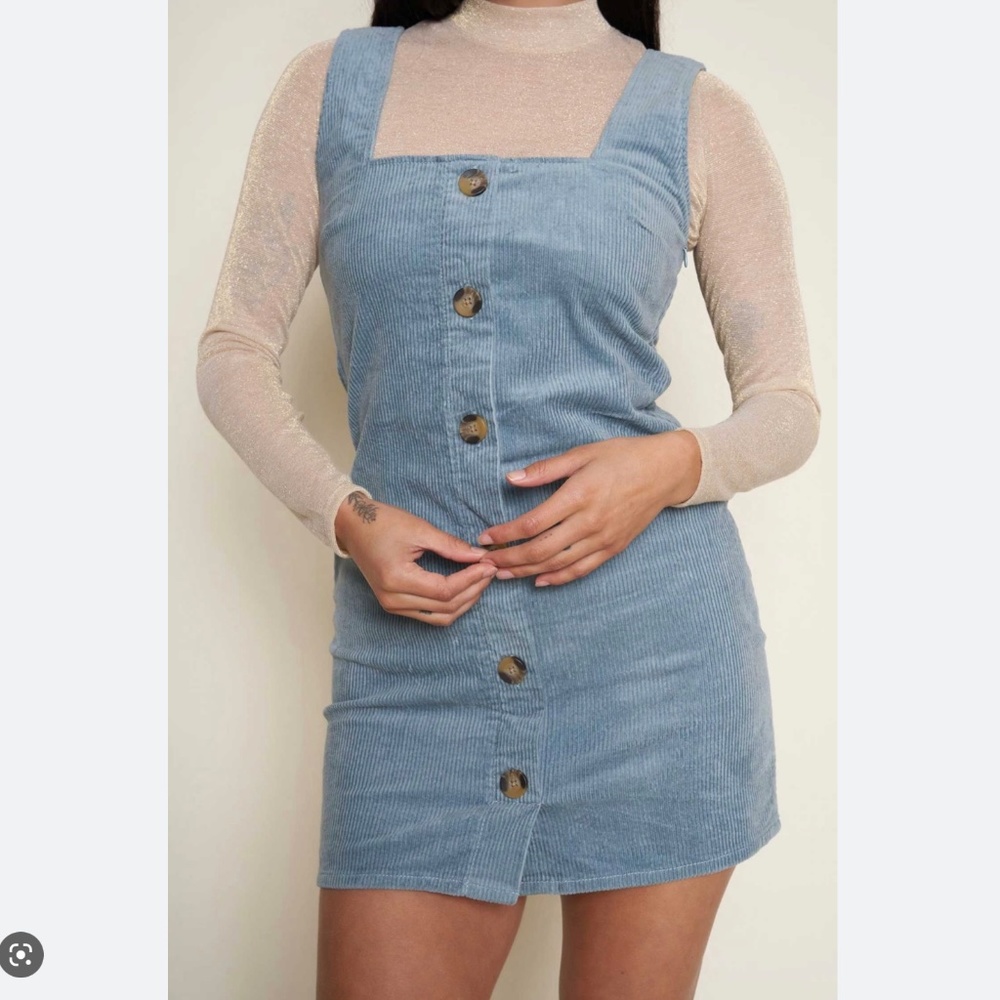Whimsy + Row Light Blue Button-Front Mini Dress - Picture 2 of 10